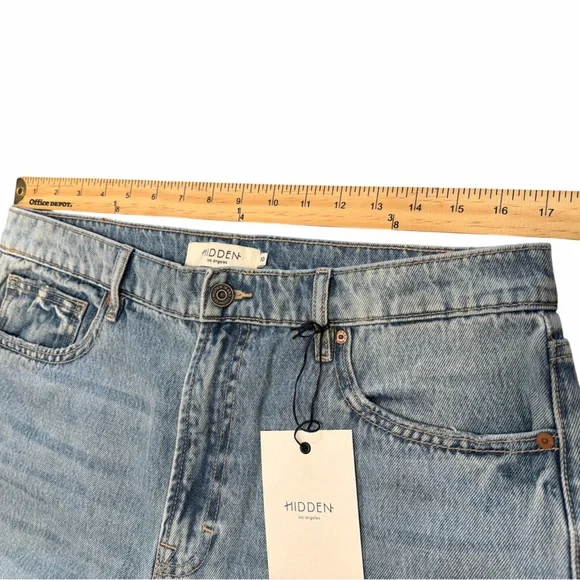 Hidden Baggy Jeans Size 30 Medium Wash High Rise Distressed Cuffed Hem NEW - Picture 14 of 14